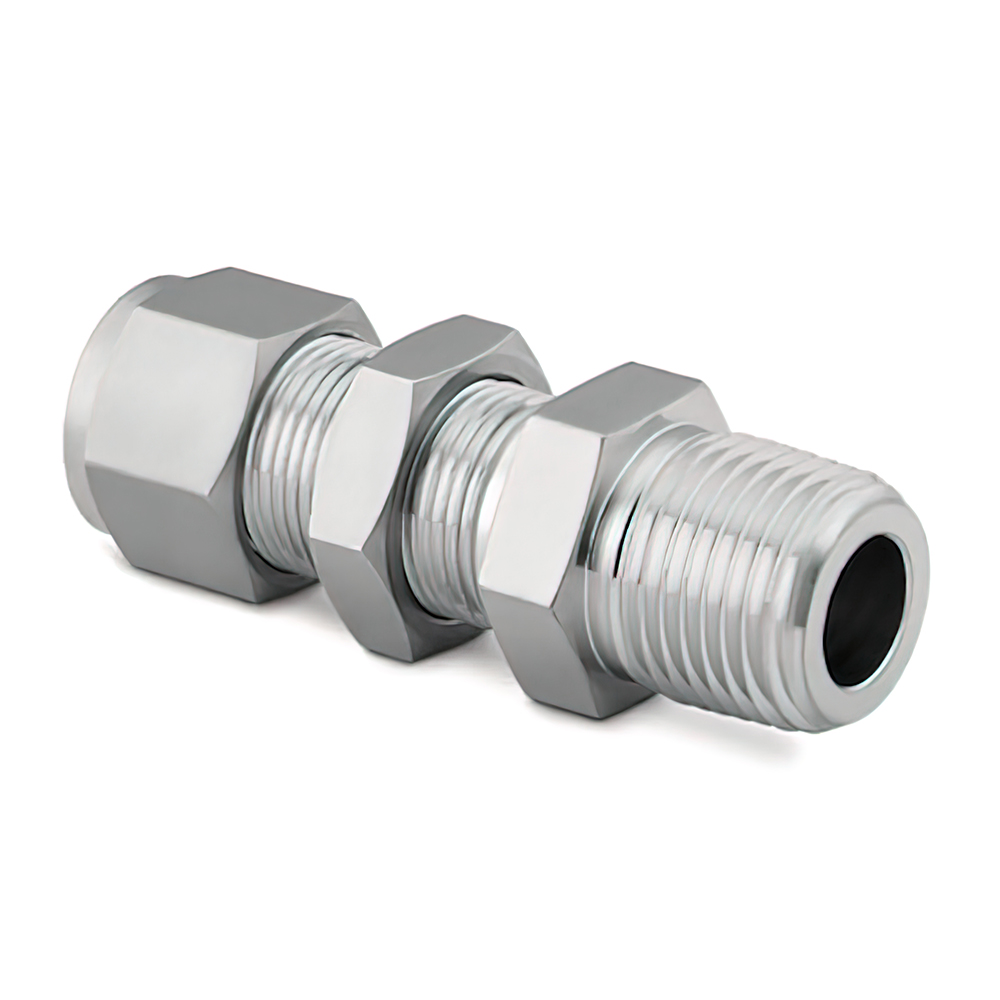 Stainless Steel Swagelok Tube Fitting, Bulkhead Male Connector, 3/8 in